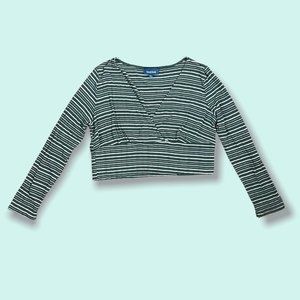 ModCloth Striped Blue Green Crop Top - XL